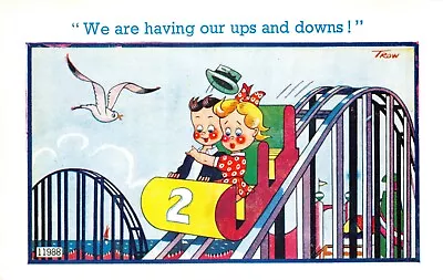 Brook Richter Comic Postcard Children On The Fairground Good Very Good • £2.80