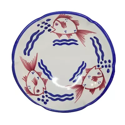 Solimene Vietri Italy Sea Life Fish 8.75  Diameter Bowl Plate Dish Handpainted • $29.99