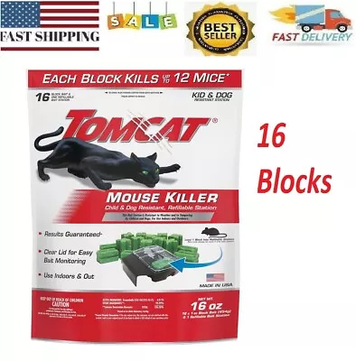 Mouse Mice Rat Killer 16 Blocks Bait Poison Rodent Station Trap Control 1-oz. • $16.97