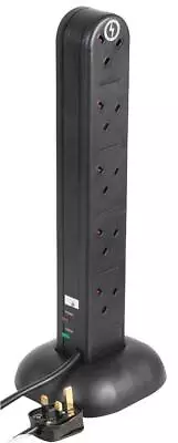 £14.54 • Buy 10 Gang Extension Tower Black 2m Lead - Surge Protected 
