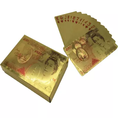 £3.99 • Buy 50 Pound Gold Card Playing Cards Deck Poker Waterproof Game Uk Stock