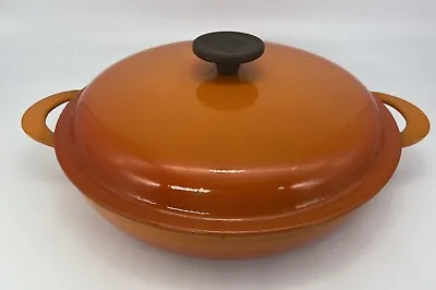 Le Creuset Cast Iron Volcanic Orange Shallow Casserole Dish Phenolic Knob 26cm • £119.99