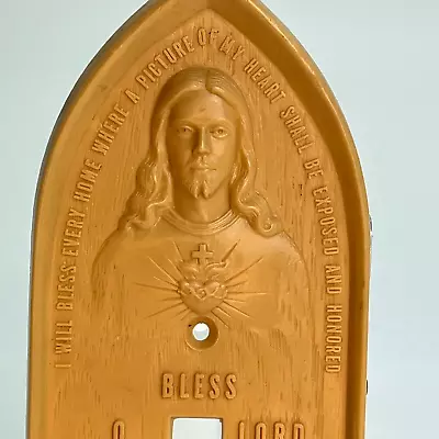Bless This House Sacred Heart Of Jesus Light Switch Plate Vintage Made In USA • $12.75