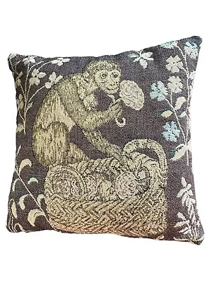 Monkey With Flower Small  Throw Pillow French Tapestry  Design Square 9”vtg • $24