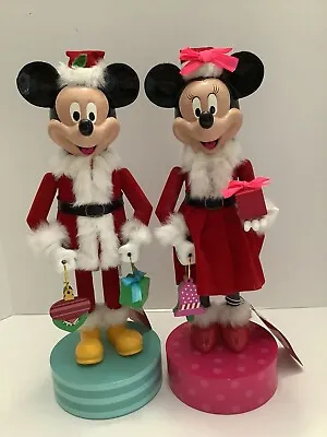 Disney Christmas Holiday Mickey & Minnie 14” Nutcrackers In Santa Suits Tags On • $59.99