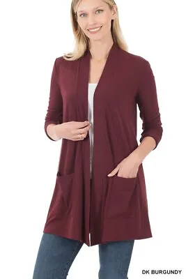 Womens Open Front Fly Away Cardigan Sweater Long Sleeve With Pockets Loose Drape • $12.99