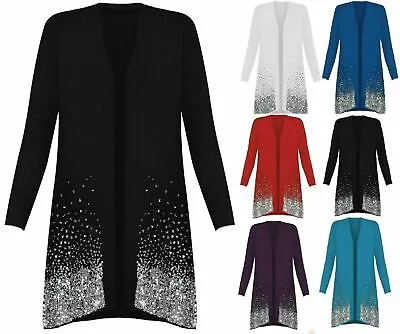 £13.99 • Buy New Ladies Sparkle Sequin Open Front Long Sleeve Top Plus Size Cardigan UK 12-30