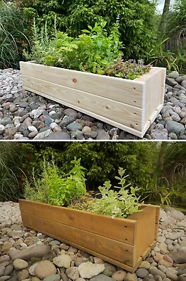 Rectangle Wooden Balcony Flower Plant Garden Herb Planter Trough Boxes Pots  • £19.99