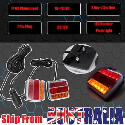 $37.22 • Buy 1 Set 16 Led 12V Trailer Tail Light 10m Line 7 Pin Plug Kit Stop Indicator Lamp
