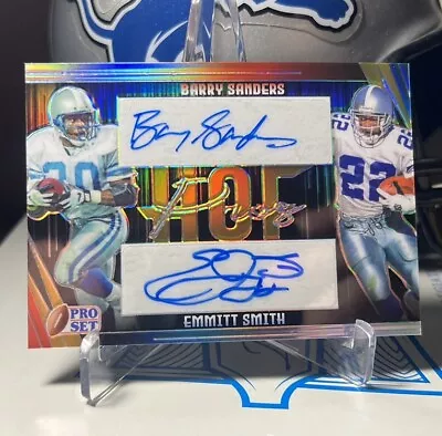 Emmitt Smith & Barry Sanders Dual Auto HOF Pros  2023 Leaf Pro Set 1/5 🔥🔥 • $475