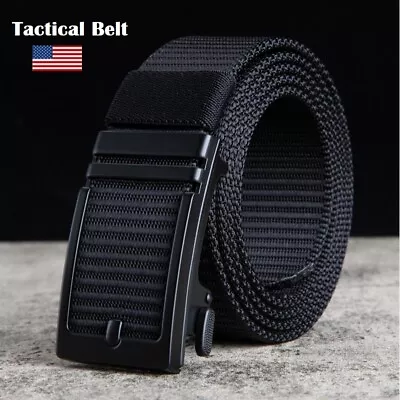 Mens Ratchet Belt Nylon Web Belts For With Automatic Slide Buckle Tactical Belt • $10.69