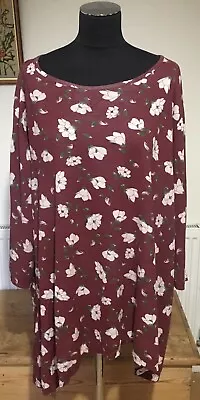 Capsule ! Size 28 ! Pretty Loose Fit Top ! Stretch Fabric ! Maroon & Floral • £1.99