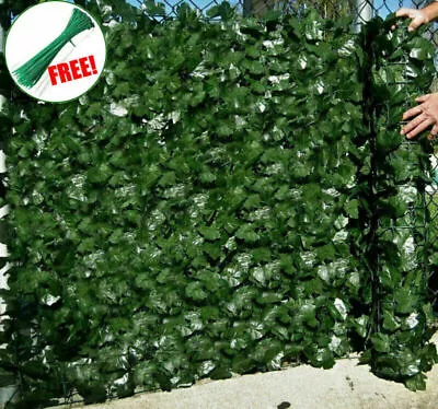 3M Roll Artificial Hedge Garden Fake Ivy Leaf Privacy Fence Screening Wall Panel • £6.98