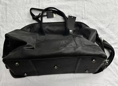 Bugatti Genuine Black Leather Duffel Bag Weekender  - New With Tags • $49.99