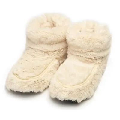 Intelex Cozy Microwavable Boots Cream Heatable Luxury Furry Bed Warmer Slippers • £23.49