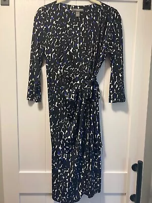 A Pea In The Pod Maternity Faux Wrap Dress Small Leopard Print Black Stretchy • $12.80