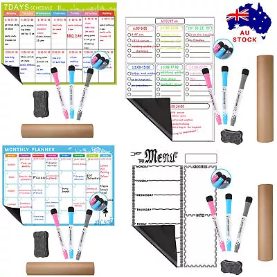 Magnetic Fridge Whiteboard Dry Erase Calendar Planner Monthly Weekly Daily Set • $18.99