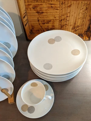 $72 • Buy Set 4 MCM Rosenthal Continental China 10.25  Dinner Plates Raymond Loewy  Coins 