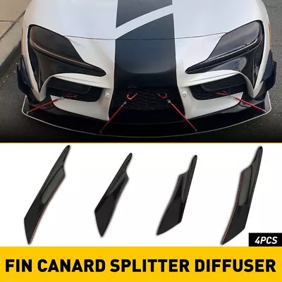 4pcs Glossy Black Bumper Car Canard Fin Splitter Diffuser Valence Spoiler Lip EU • $13.29