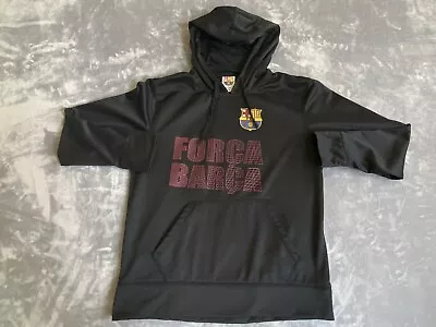 FC Barcelona Hoodie Mens Large Black Futbol Soccer FCB Pullover Sweatshirt UEFA • $29.99