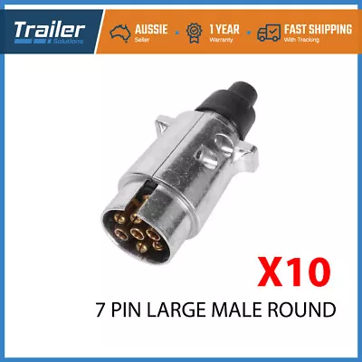 X10 7 Pin Round Trailer Plug Male Metal Trailer Adapter Connector Boat Caravan • $31.95