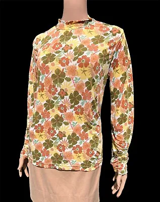 Authentic CHANEL BOUTIQUE Vintage Long Sleeve Floral Shirt Stretchy Size 42 M L • $129.95