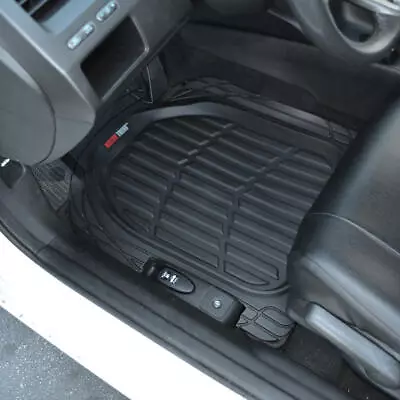 $42.99 • Buy 3PC Set FlexTough Rubber Auto Floor Mats Black Heavy Duty Deep Channels For Car