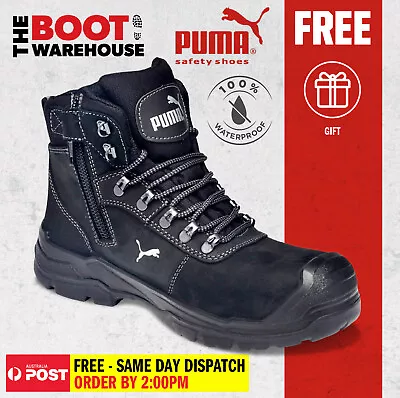 $194.95 • Buy Puma 630527 'Sierra Nevada Black' Zip Composite Toe Safety Work Boot WATERPROOF