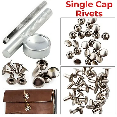 Single Cap Rivets Hand Punching Tool With Flat Head 100pcs For DIY Projects • £9.75