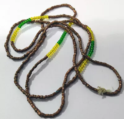 Vintage Necklace Of African Copper Heishi And Glass Beads On String (16AFR5) • $22