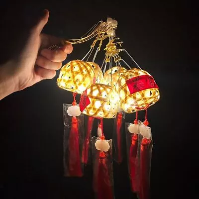 Led Lights Handmade Lantern Bamboo Garden Lantern  Children Toy • £8.28