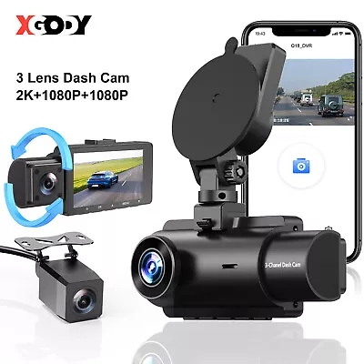 2560P Car DVR 3 Lens Dash Cam Front Interior Rear Video Recorder Camera • $81