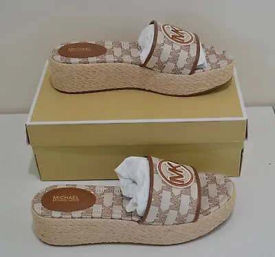 Nib Michael Kors Sadler Wedge Outline Emb Lt Cream Multi Sz • $66