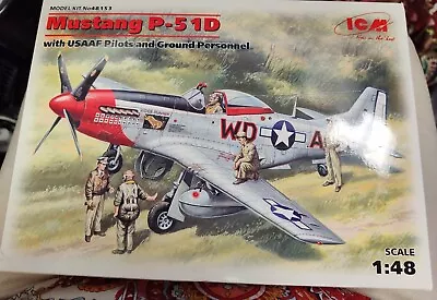 ICM 48153 Mustang P-51D Fighter Plane W USAAF Pilots Ground Personnel 1/48 NIB  • $14.99