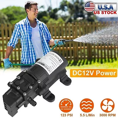 12V Water Pump 130PSI Self Priming Pump Diaphragm High Pressure Automatic Switch • $14.99