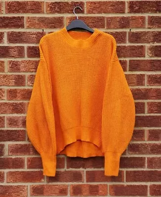 H&M Bright Orange Jumper Chunky Oversized Sweater M • $31.08