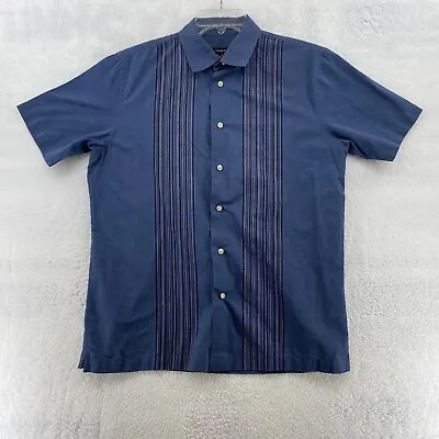 Van Heusen Men's M 15-15.5  Short Sleeve Cuban Style Shirt Blue • $12.97