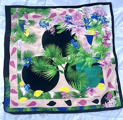 Gianni Versace Atelier Italy Gorgeous Tropical Design Silk Scarf • $74.25