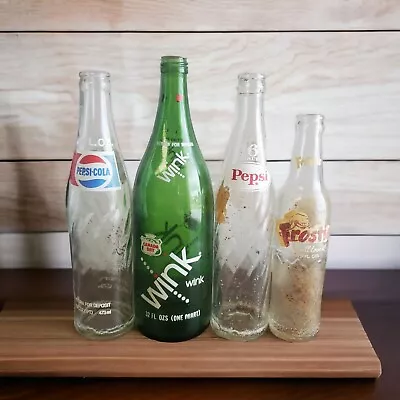 Vintage Bottle Lot Pepsi Wink Frostie 16oz/32oz Swirl Logo • $9.97