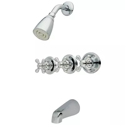 Kingston Brass KB231AX Tub & Shower Faucet W/ 3-Cross Handle Polished Chrome 5  • $64.01