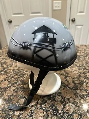 Airbrushed Motorcycle Half Helmet XL POW MIA Vietnam Skull Beanie Military • $199.99