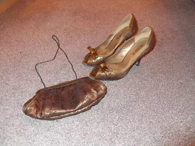 £15 • Buy Stunning Gold/Bronze Shoes Size 6, Matching Handbag. Bought In Marbella