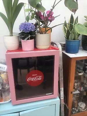 Husky Coca Cola Design Mini Fridge/Drinks Cooler Refrigerator Red Glass Door • £40