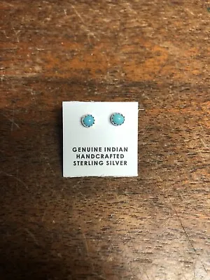 $11 • Buy Native American Navajo Turquoise Dot Stud Earrings Zuni Stunning #AA