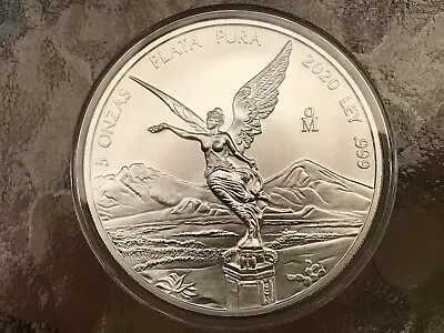 2020 Mexican Libertad 5oz UNC .999 Fine Silver Coin In Capsule. • $449