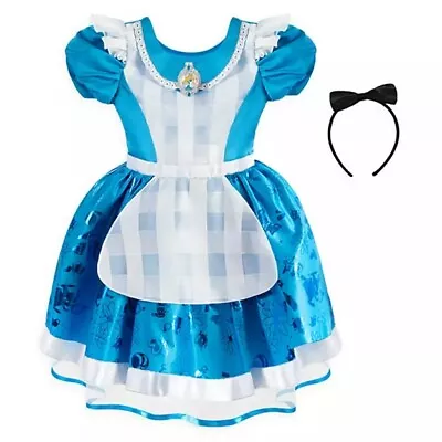 $49.95 • Buy Disney Store Alice In Wonderland Costume Dress Blue Halloween Girls Headband NEW