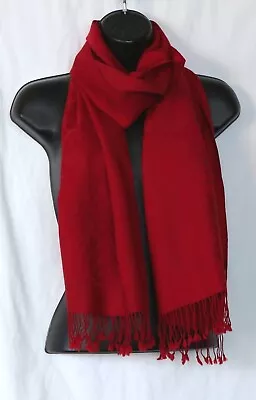 PATRICK FRANCIS IRELAND Red Wool Scarf Celtic Print Fringed Ends 14.5 X 66 EXC • $29.99