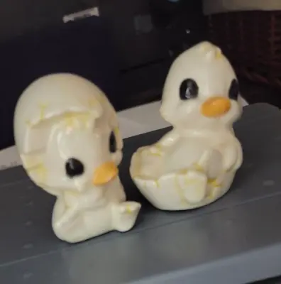 2 Vintage Ceramic Little Chicks Emerging / Hatching From Eggs - Easter Decor • $11.50