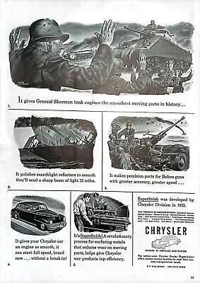 1944 Chrysler Dealer Car Vintage Ad General Sherman Tank Engines • $14.95