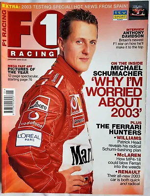 F1 Racing Magazine January 2003. Micheal Schumacher Williams McLaren Renault • £4.99